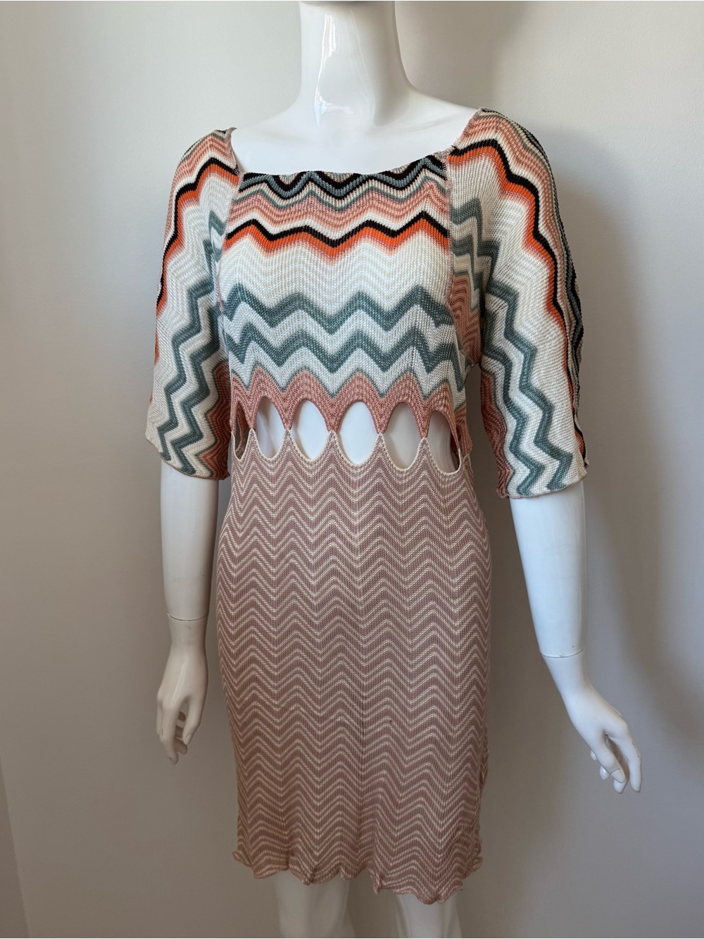 Mission Chevron Knit Cutout Midi Dress